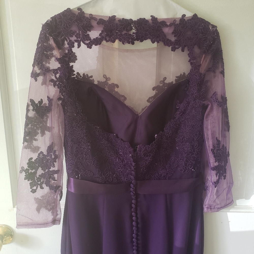 Plum Mother of the Bride Bridesmaid Dress Lace 10 - Picture 4 of 15